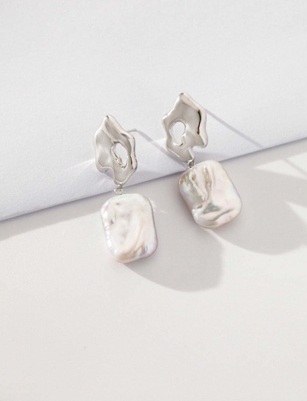 Square Baroque Pearl Earrings - Pearlpetual