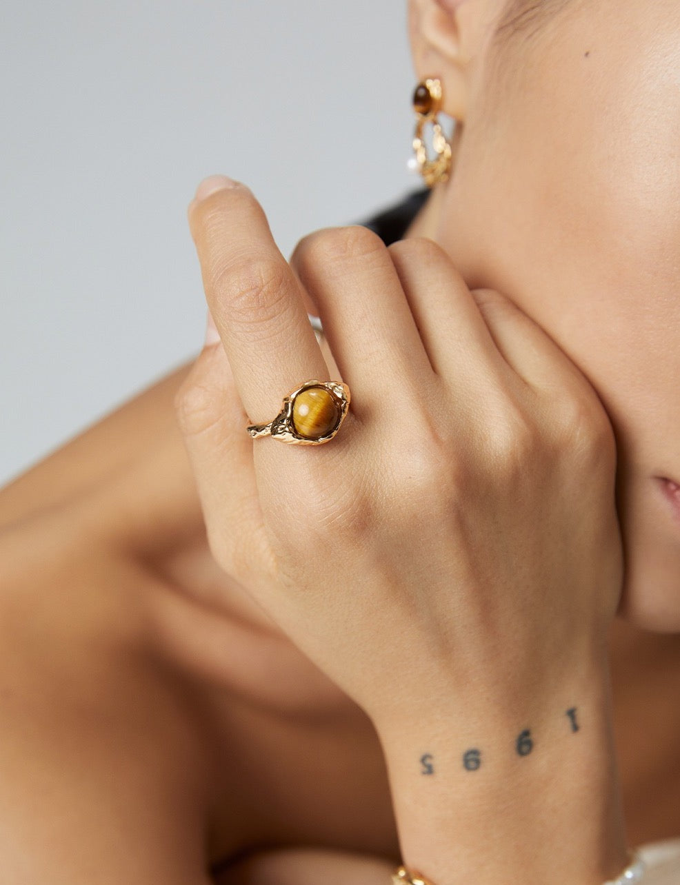 Mira Tiger's Eye Ring - Pearlpetual