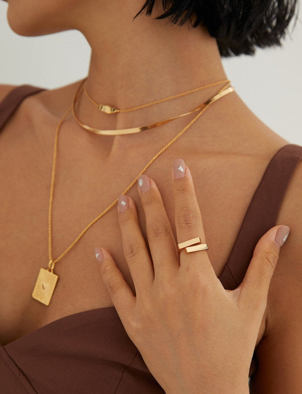 18k Gold Geometric Fusion Ring - Pearlpetual