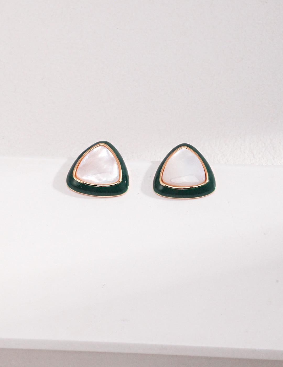 Triangle Mother of Pearl Ear Studs - Pearlpetual