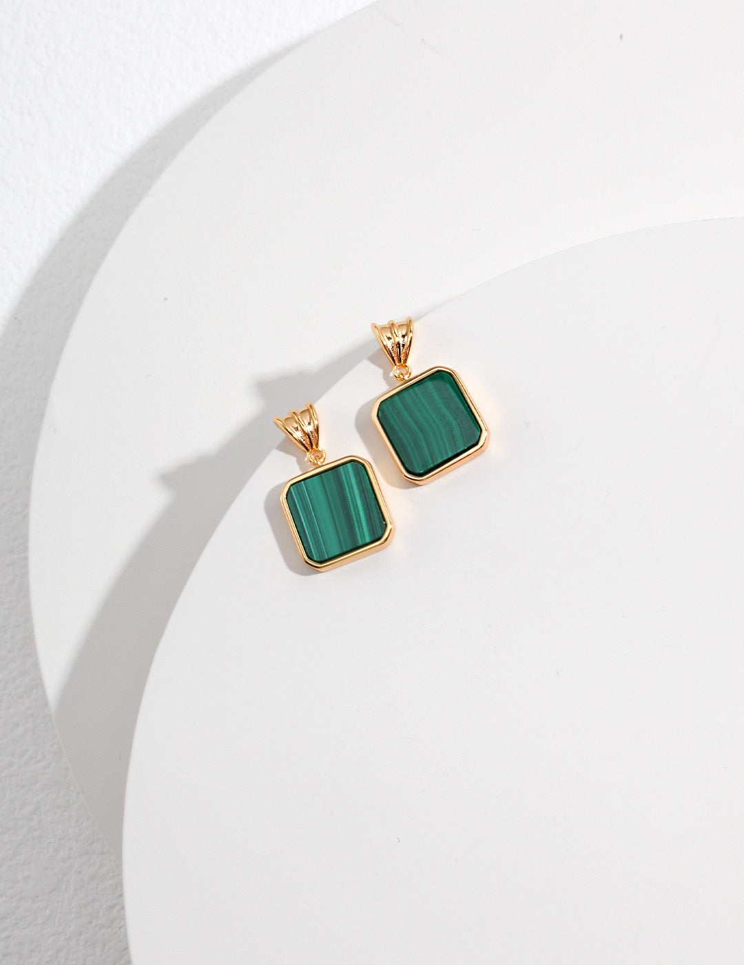 Square Malachite Earrings - Pearlpetual