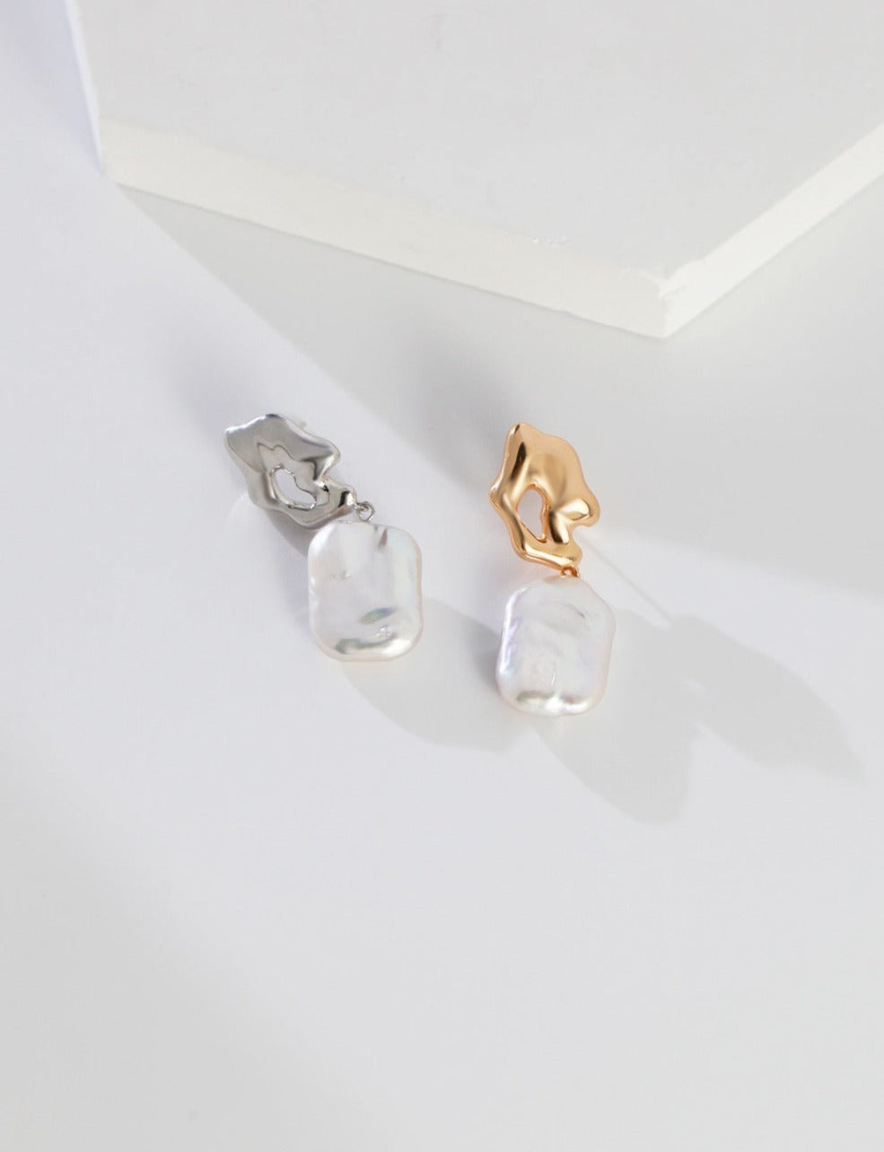 Square Baroque Pearl Earrings - Pearlpetual