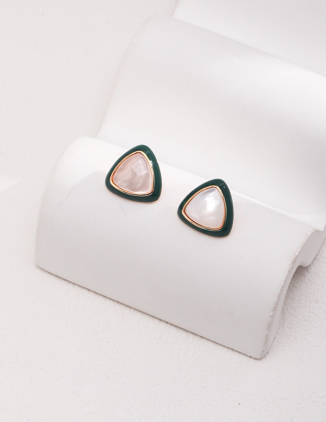 Triangle Mother of Pearl Ear Studs - Pearlpetual