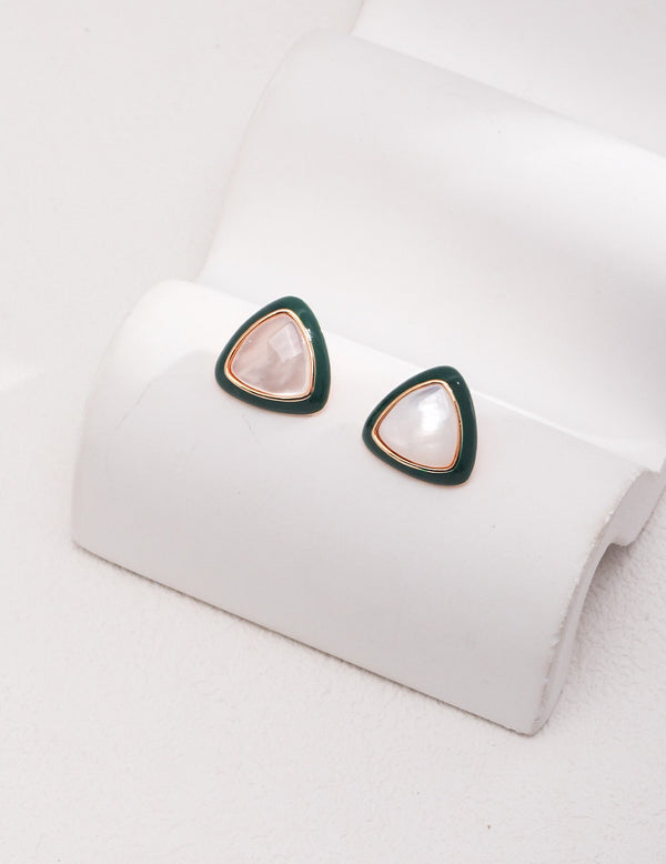 Triangle Mother of Pearl Ear Studs - Pearlpetual