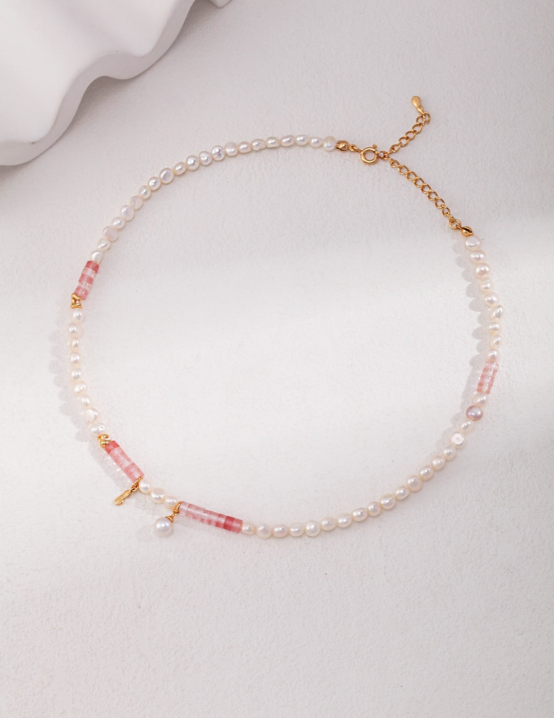 Pink Crystals Pearl Necklace - Pearlpetual