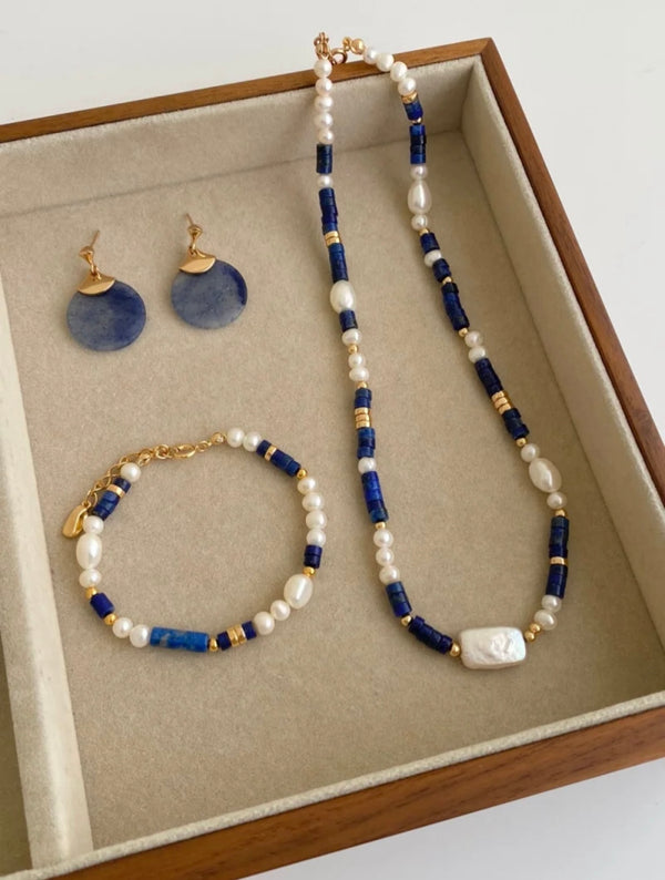 Indigo Lapis 18k Gold Baroque Pearl Set