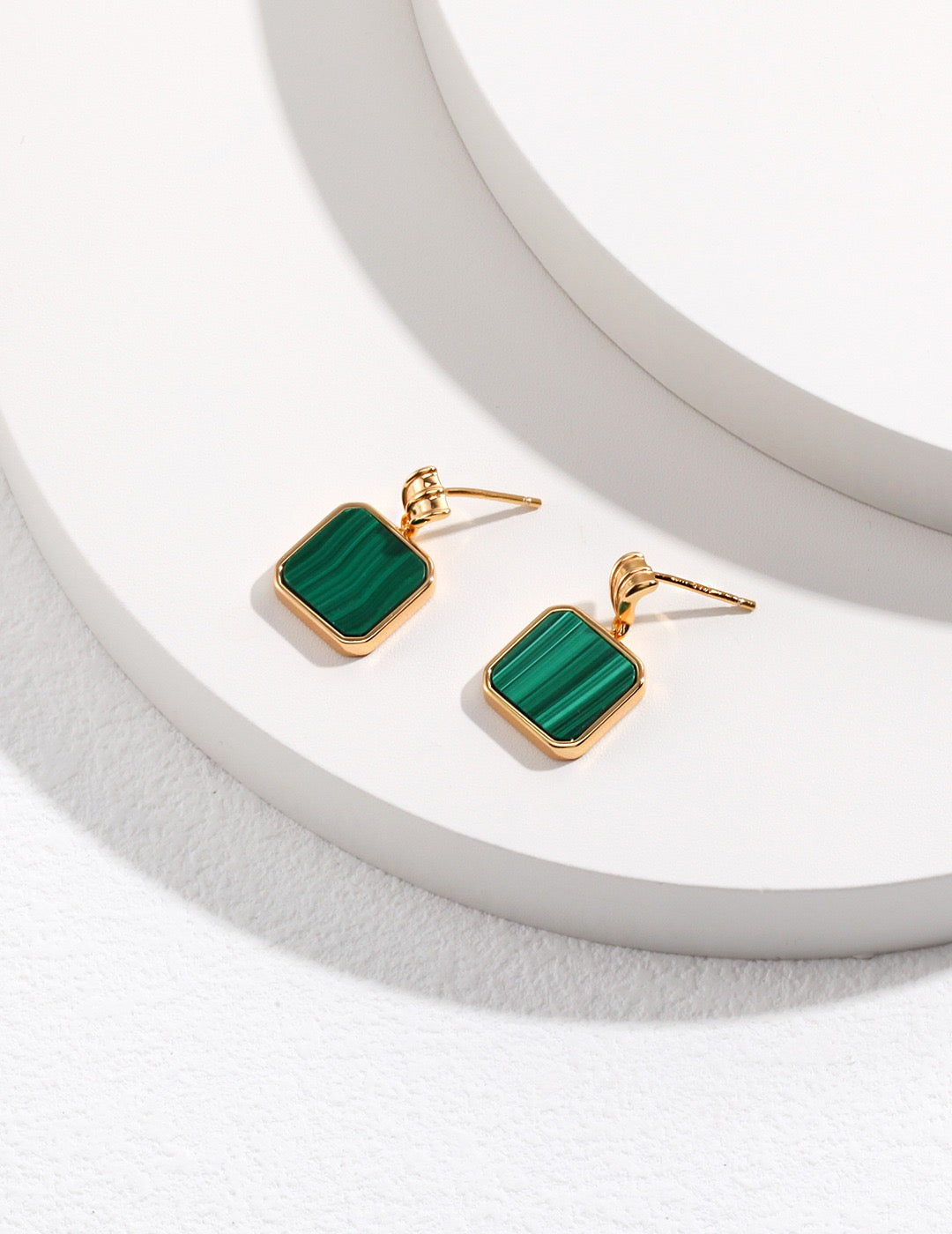 Square Malachite Earrings - Pearlpetual