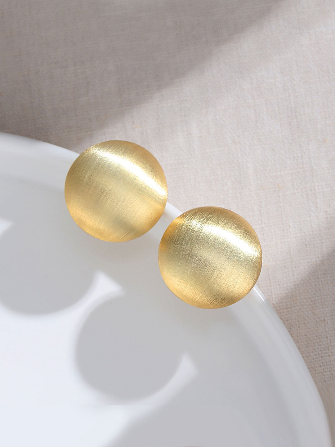 Round Dull Polish Ear Studs - Pearlpetual