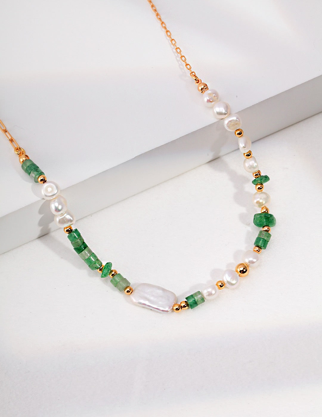 Urbane Jade 18k Gold Baroque Pearl Necklace - Pearlpetual