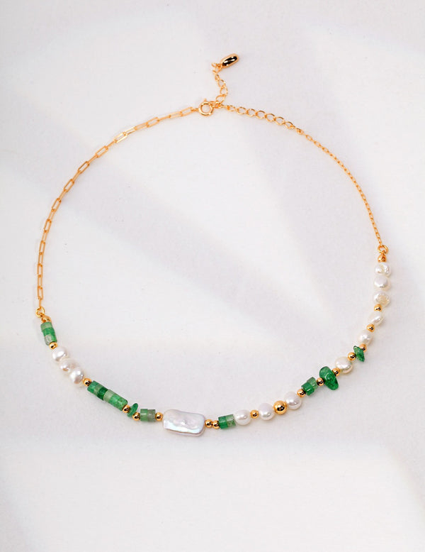 Urbane Jade Baroque Pearl Necklace