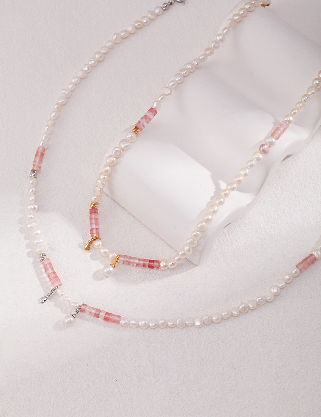 Pink Crystals Pearl Necklace - Pearlpetual