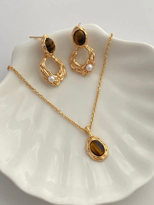 Mira Tiger's Eye Necklace Set