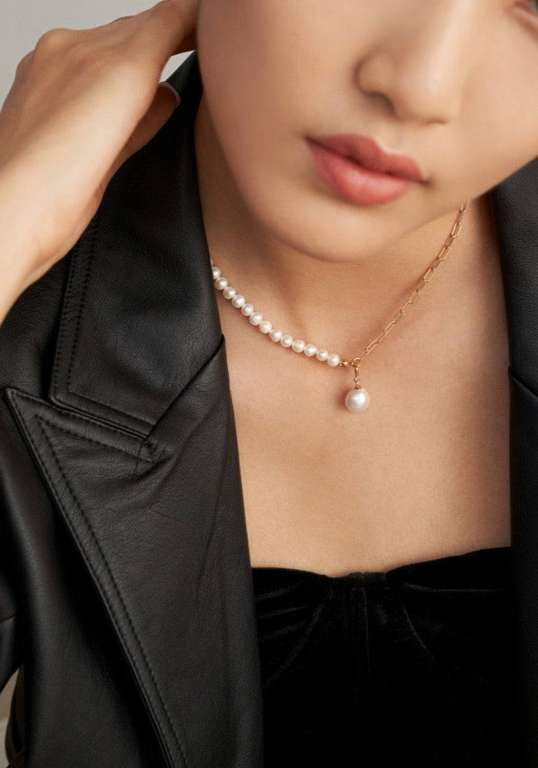 Half Chain Pearl Necklace - Pearlpetual