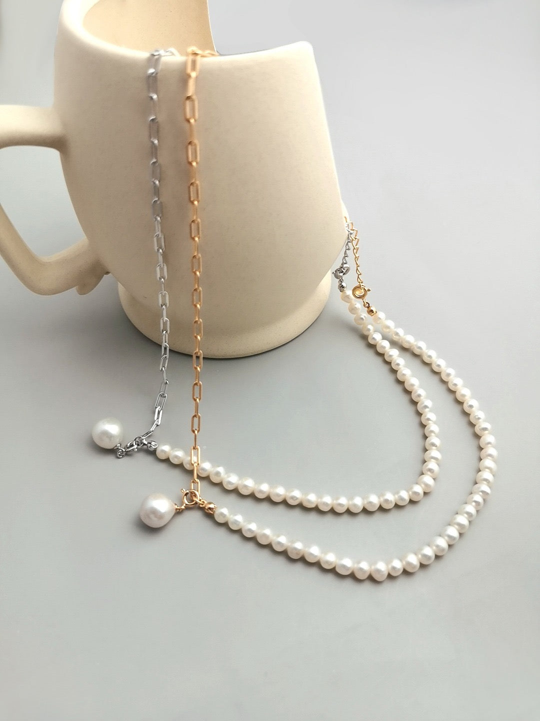 Half Chain Pearl Necklace - Pearlpetual