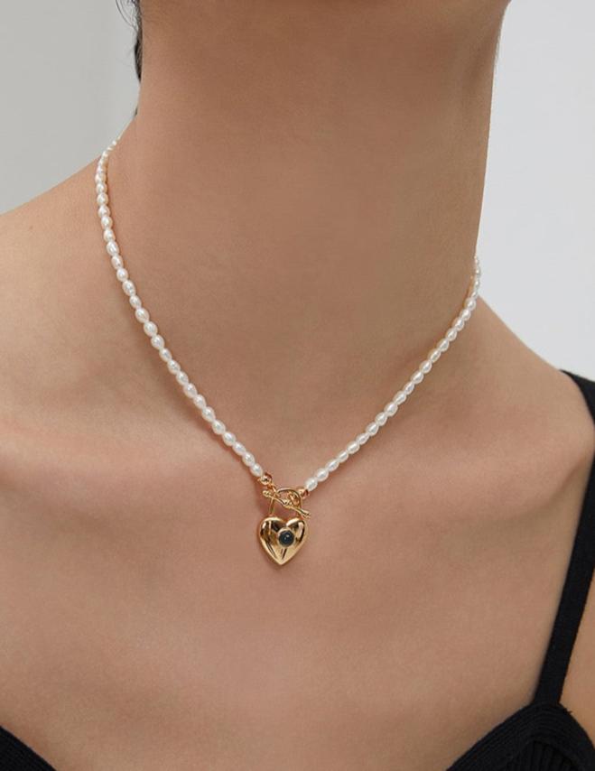 Heart Lock Pearl Necklace - Pearlpetual