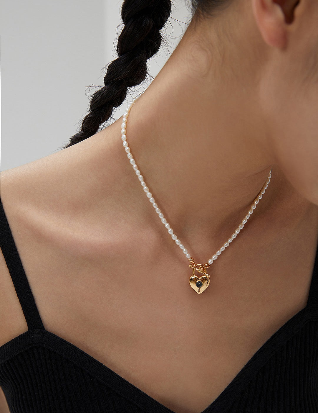 Heart Lock Pearl Necklace - Pearlpetual