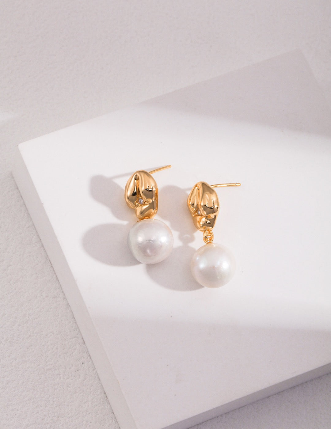 Irregular Bead Pearl Earrings - Pearlpetual