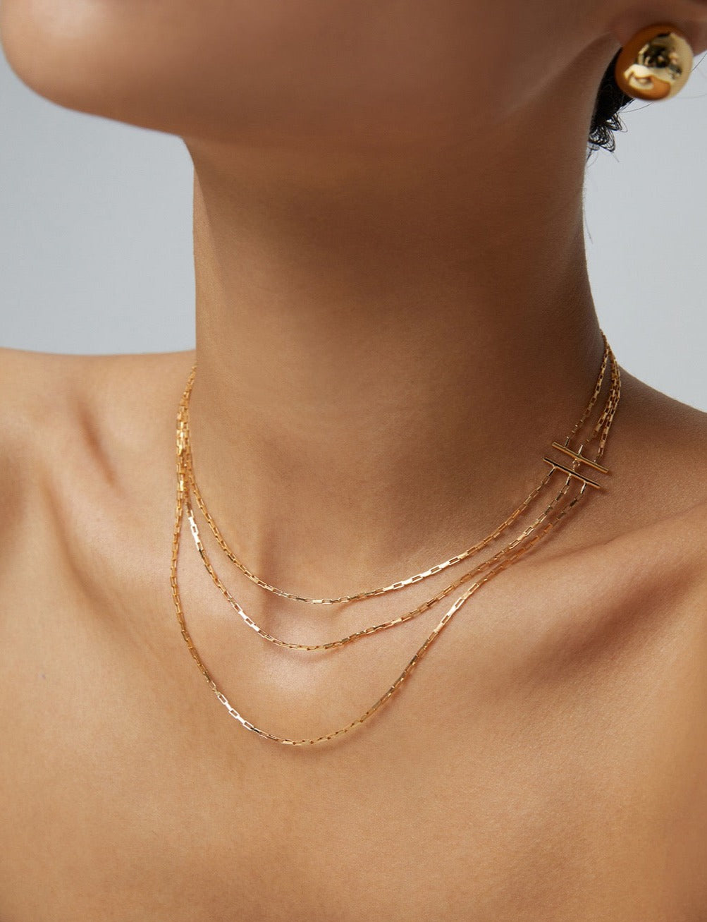 Layered Link Chain Necklace - Pearlpetual