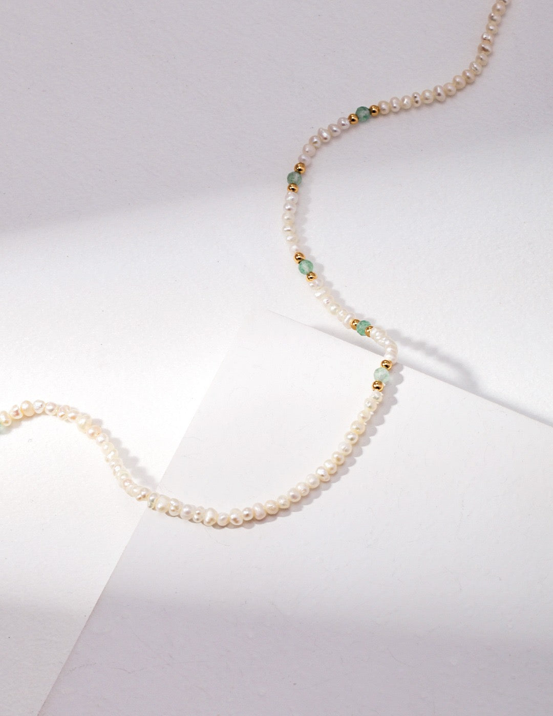 Green Crystal Pearl Necklace - Pearlpetual