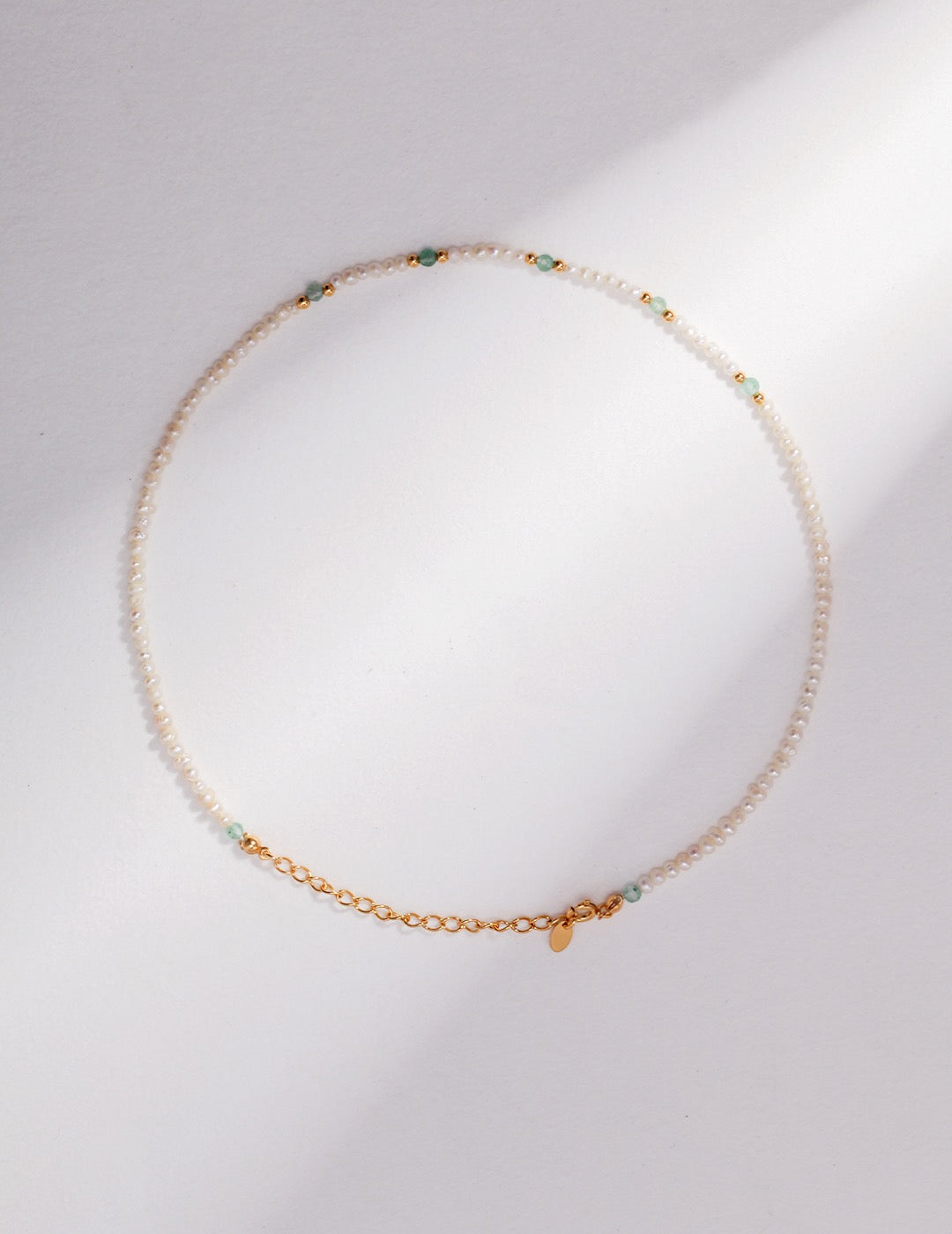 Green Crystal Pearl Necklace - Pearlpetual