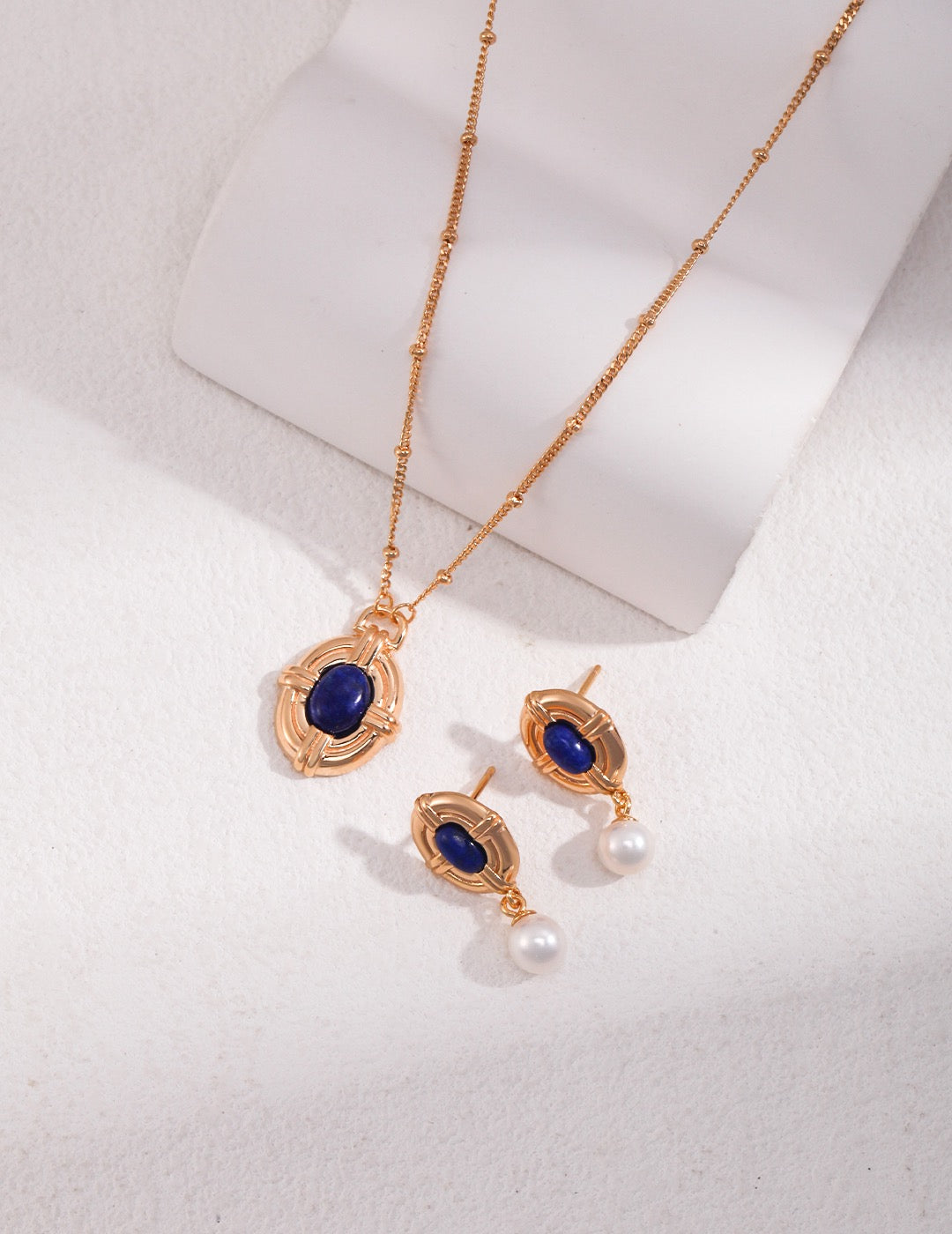 Vintage Lapis 18k Gold Pearl Earrings - Pearlpetual
