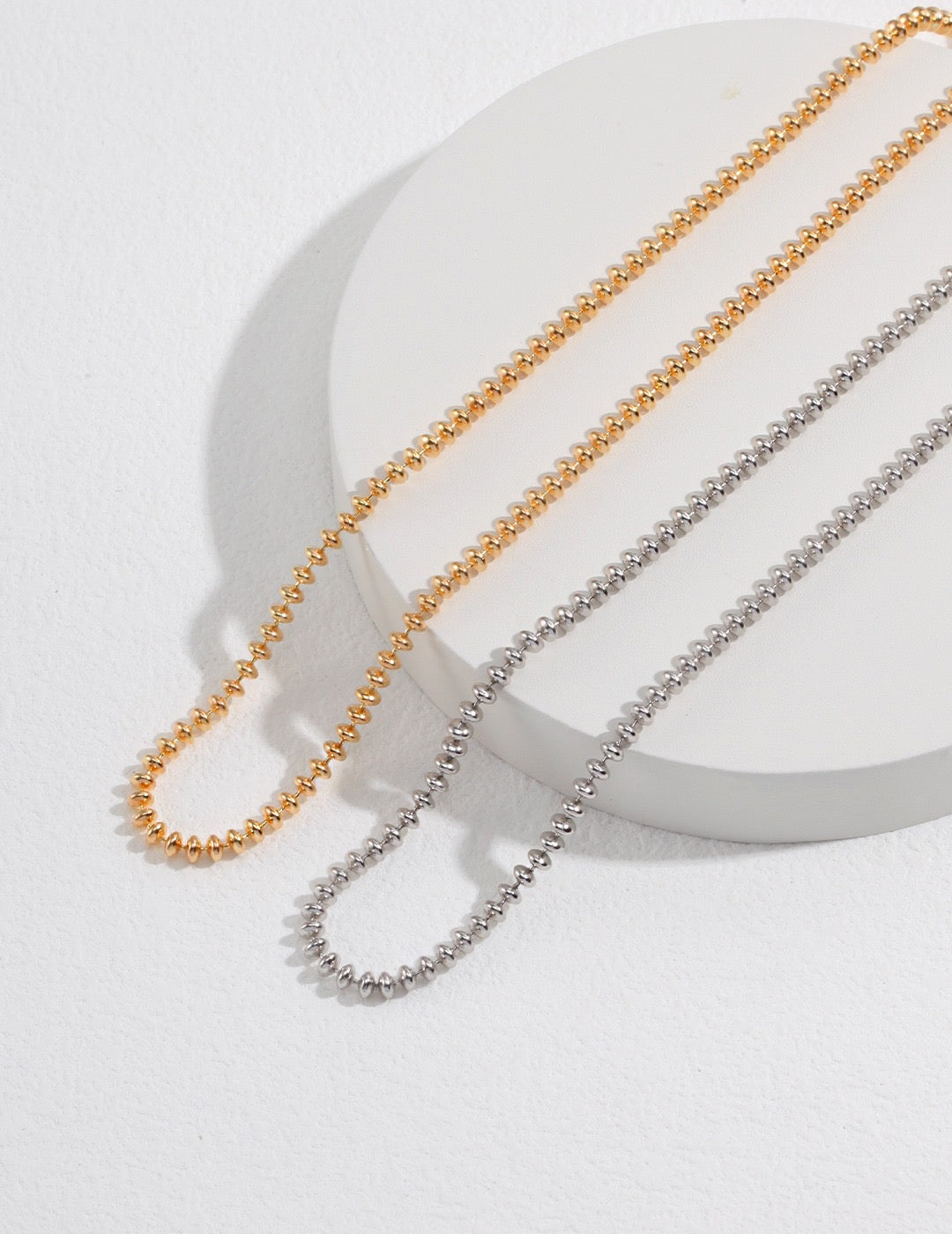 18k Gold Beaded Chain Necklace - Pearlpetual