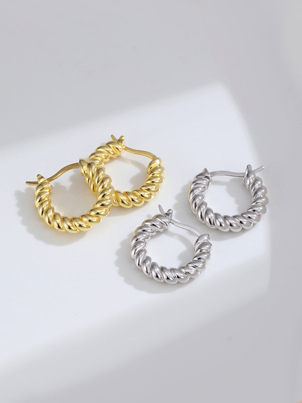 18k Gold Cable Chic Earrings - Pearlpetual