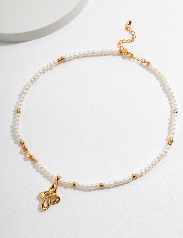 18k Gold Knot Elegance Pearl Necklace - Pearlpetual