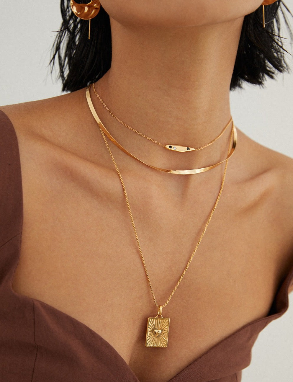 3mm 18k Gold Snake Chain Necklace - Pearlpetual