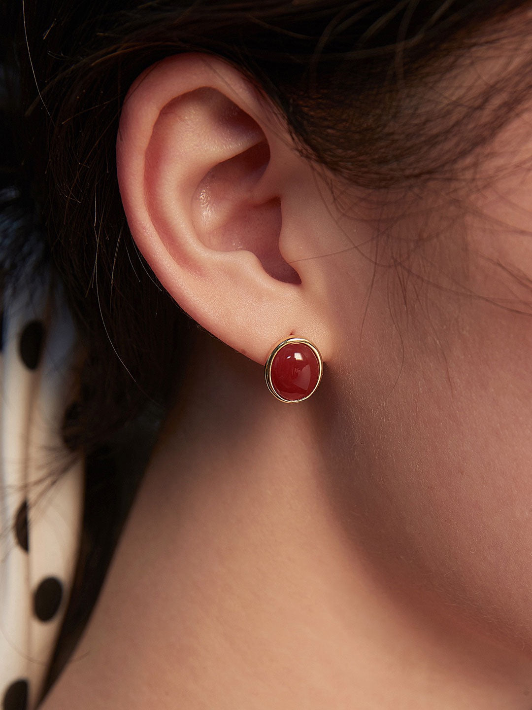 Amber 18k Gold Tiger's Eye Ear Studs - Pearlpetual