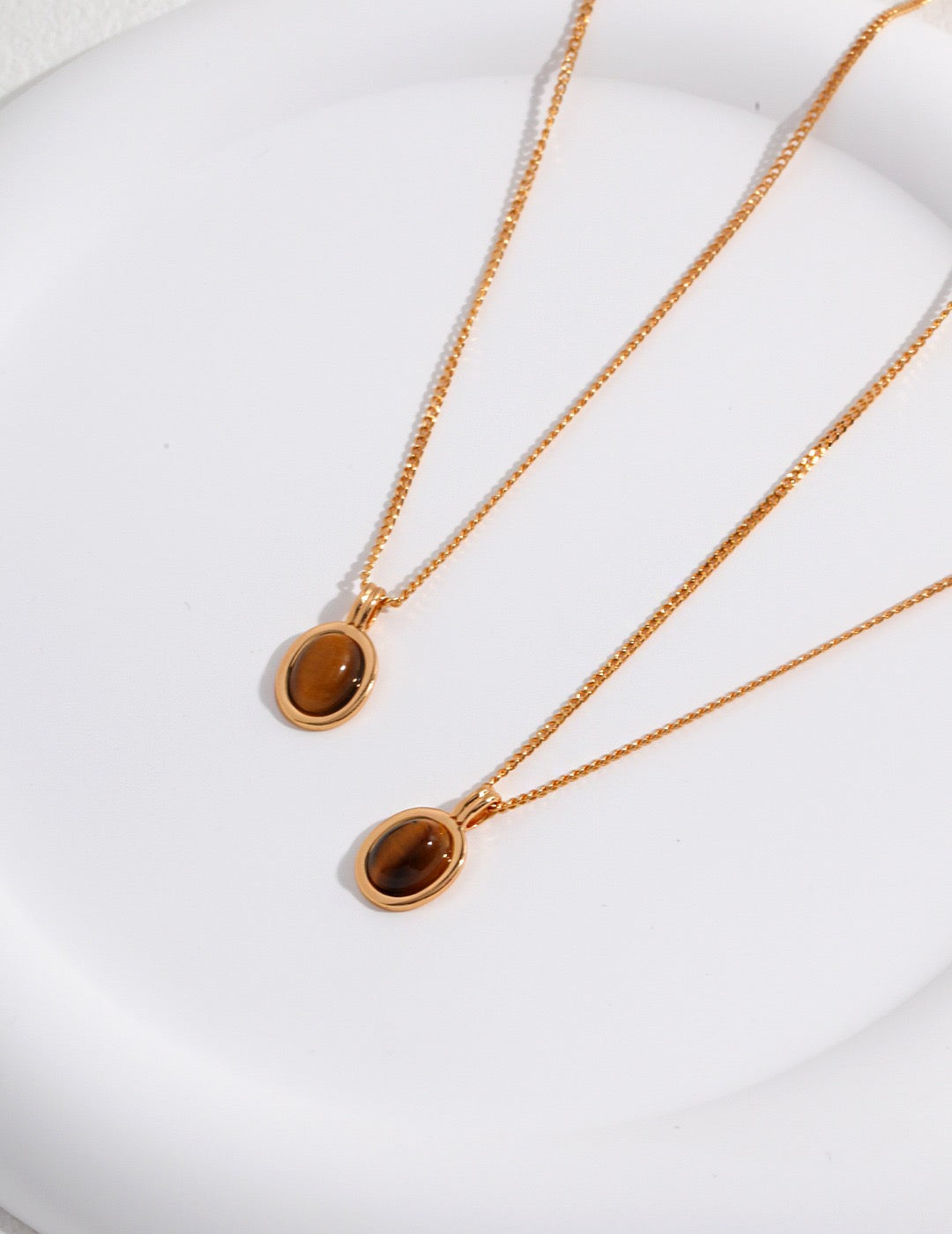 Amber 18k Gold Tiger's Eye Necklace - Pearlpetual