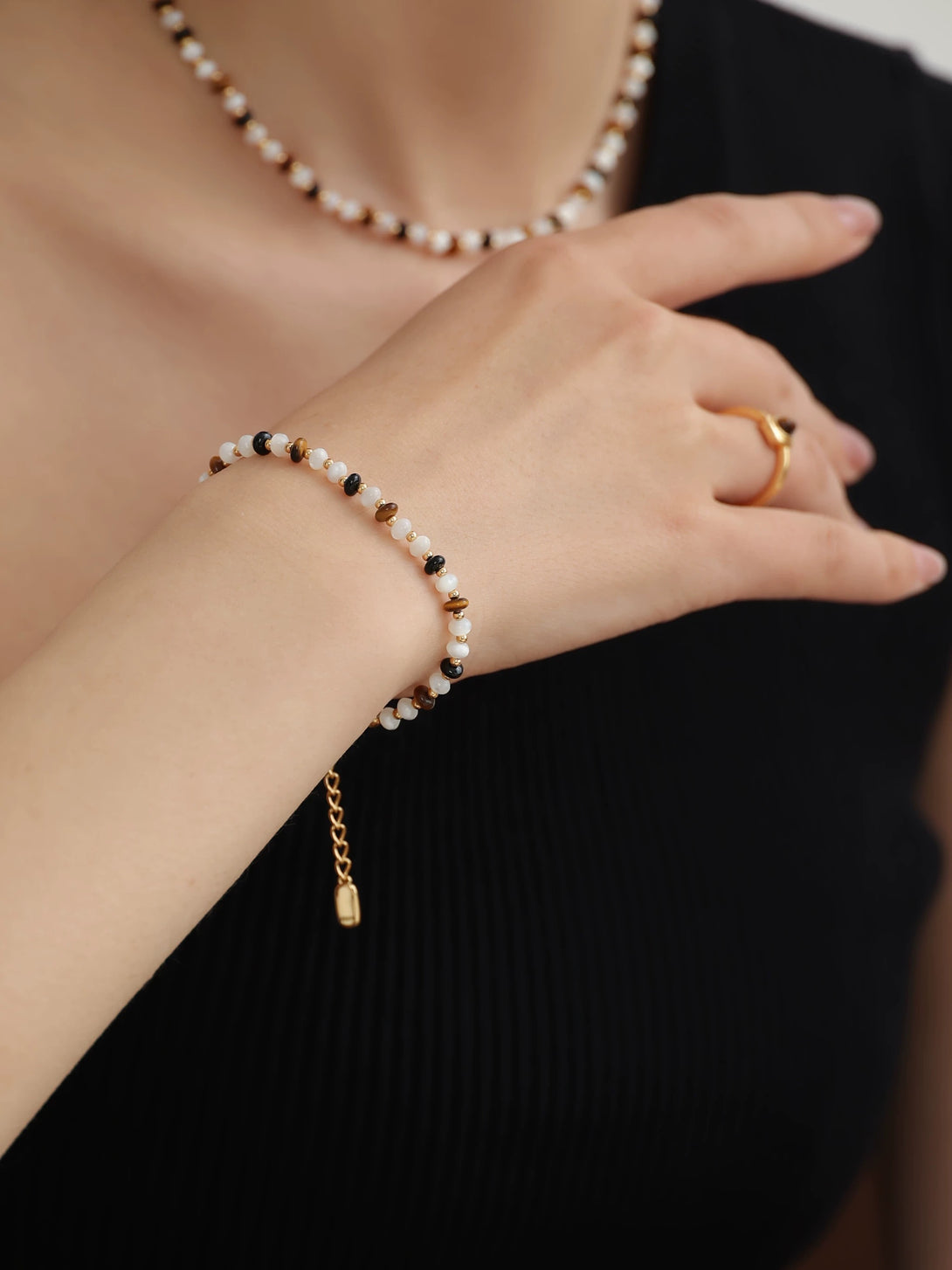 Boho Tiger's Eye 18k Gold Bracelet - Pearlpetual
