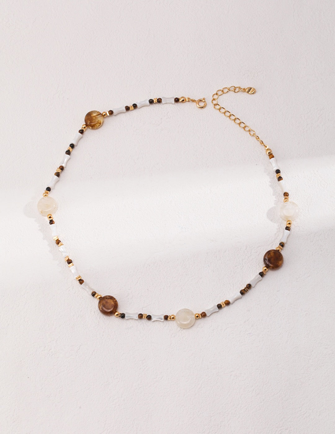 Boho Tiger's Eye 18k Gold Conch Necklace - Pearlpetual