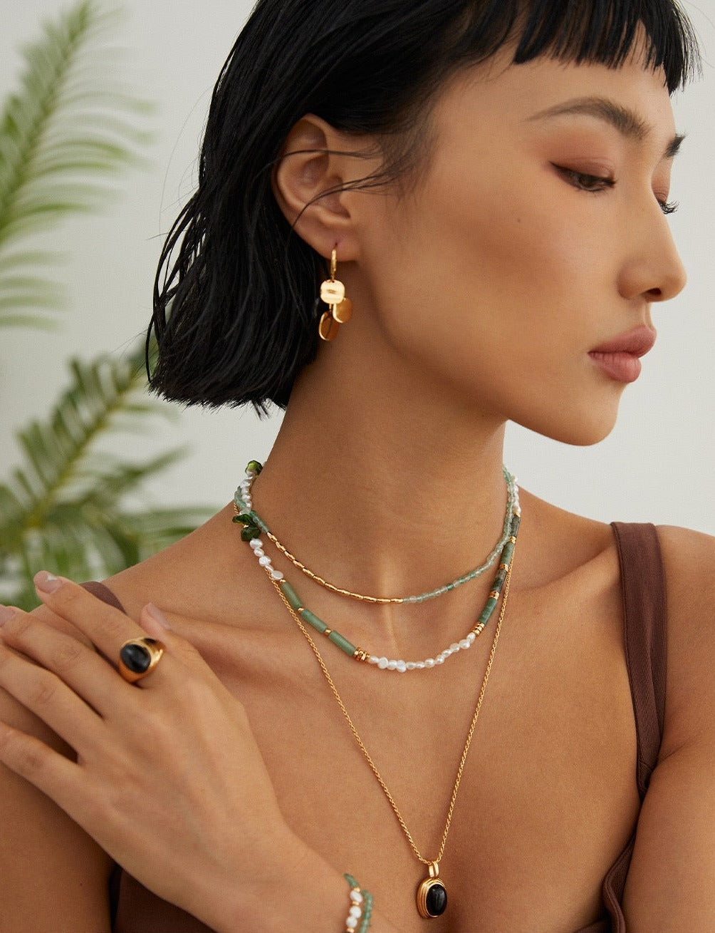 Green Symphony 18k Gold Pearl Necklace - Pearlpetual