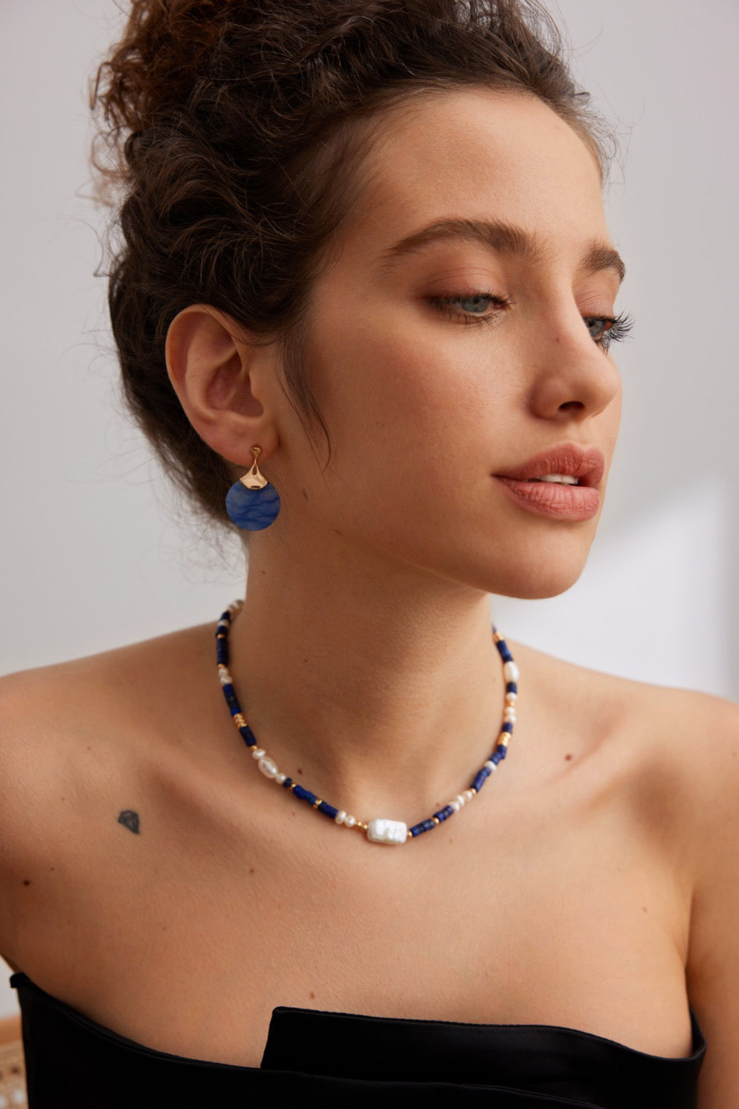 Indigo Lapis 18k Gold Baroque Pearl Necklace - Pearlpetual
