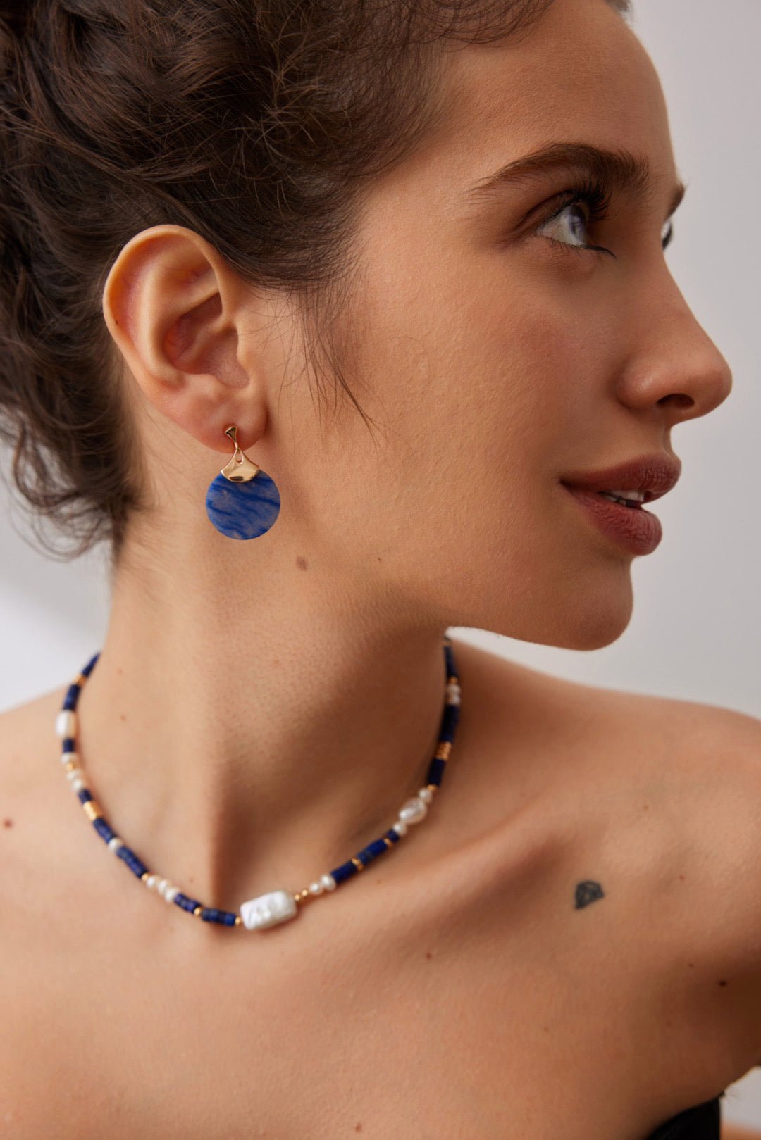 Indigo Lapis 18k Gold Baroque Pearl Necklace - Pearlpetual