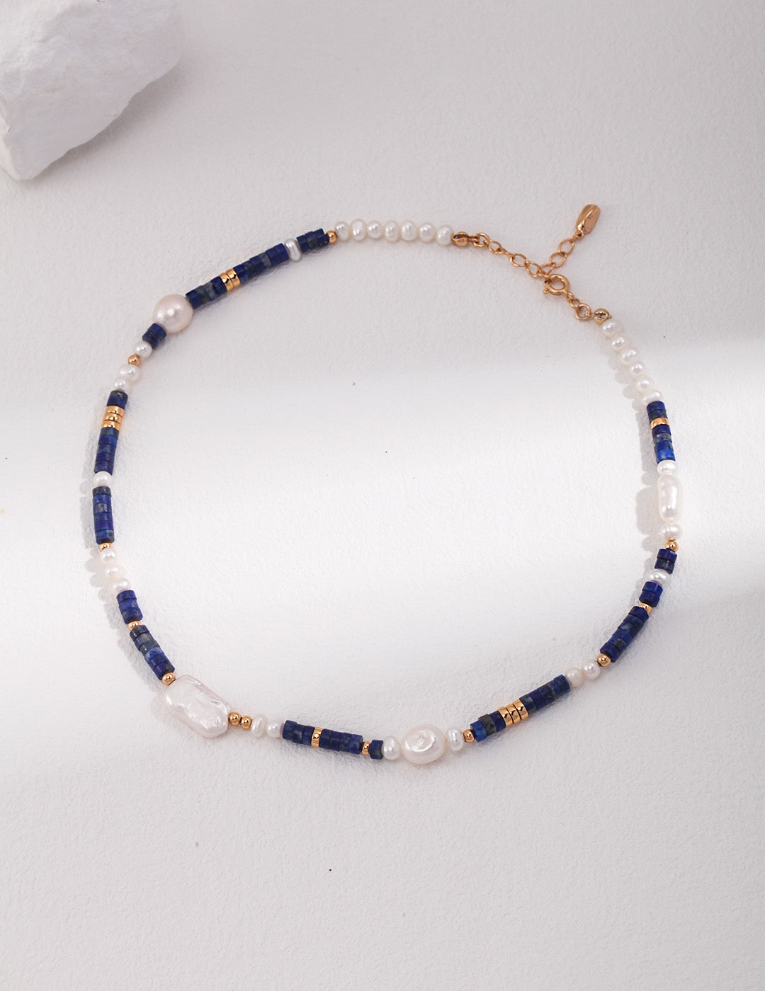 Indigo Lapis 18k Gold Baroque Pearl Necklace - Pearlpetual