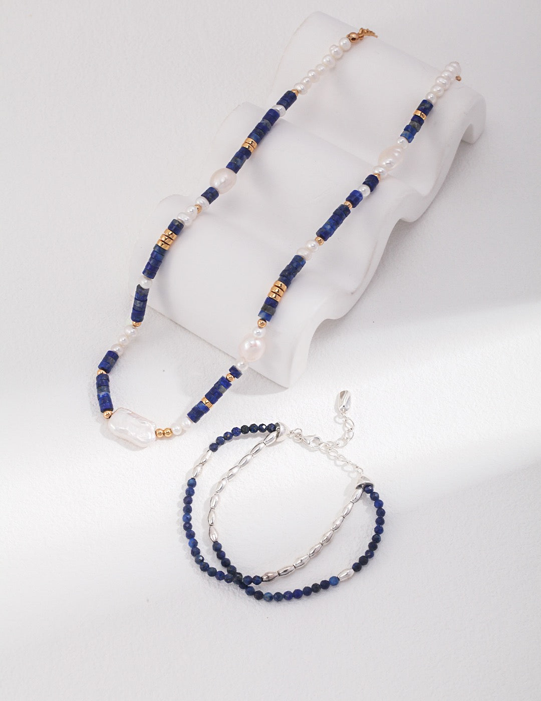 Indigo Lapis 18k Gold Baroque Pearl Necklace - Pearlpetual