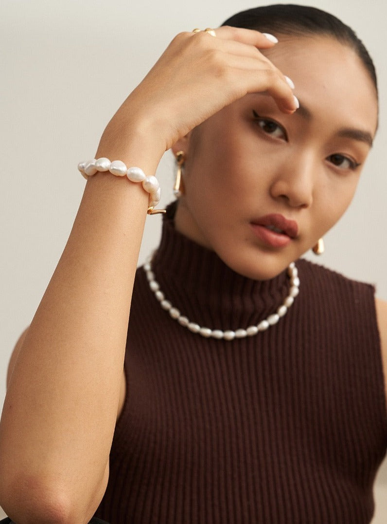 Modern Muse 18k Gold Baroque Pearl Bracelet - Pearlpetual