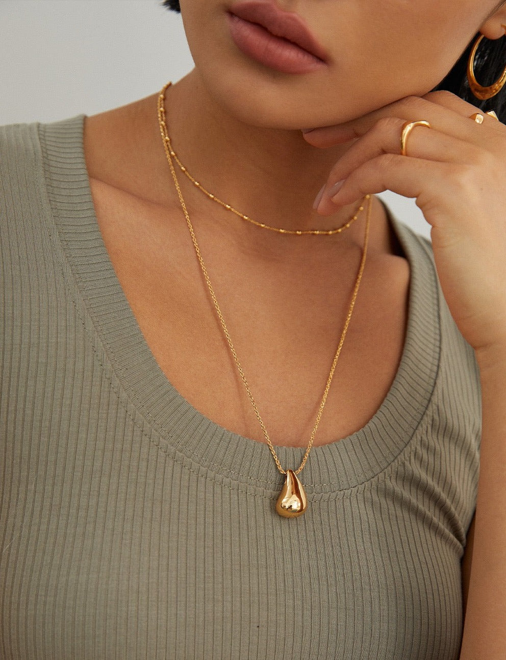 Waterdrop 18k Gold Necklace Pendant - Pearlpetual